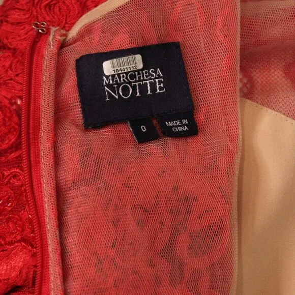 Marchessa Notte Red Diane Dress, Red Beaded Lace, Size 0 - Picture 14 of 15